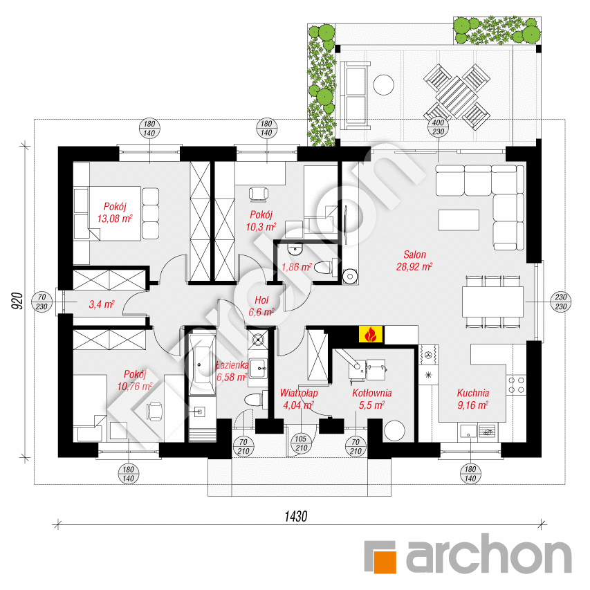 Rzut parteru Dom w kostrzewach 4