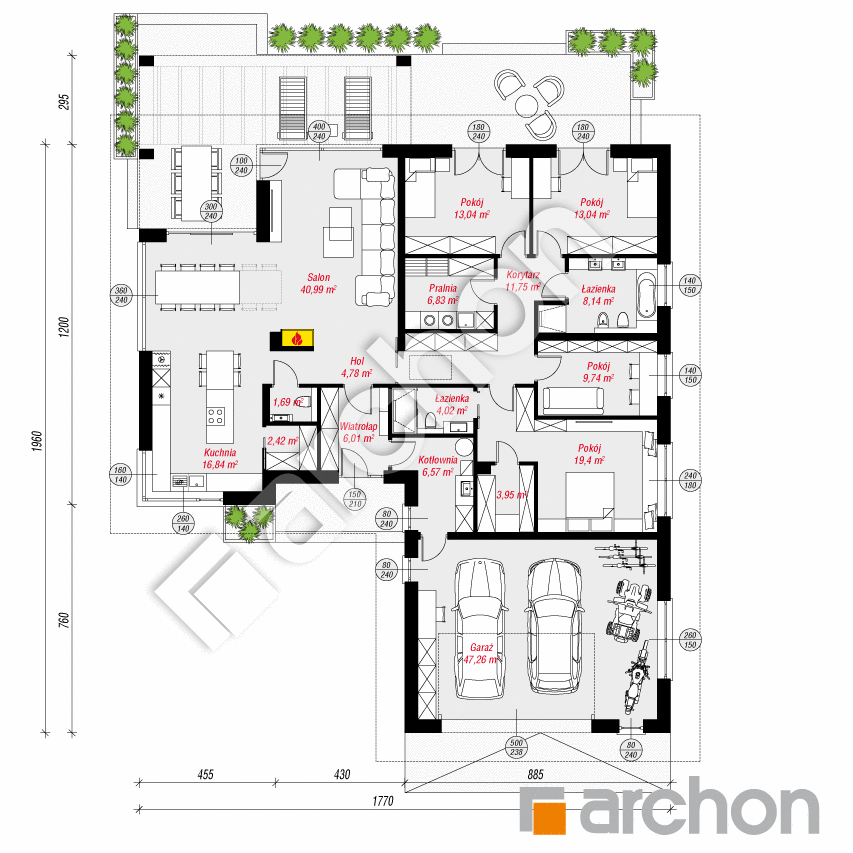 Rzut parteru Dom w przebiśniegach 3 (G2)
