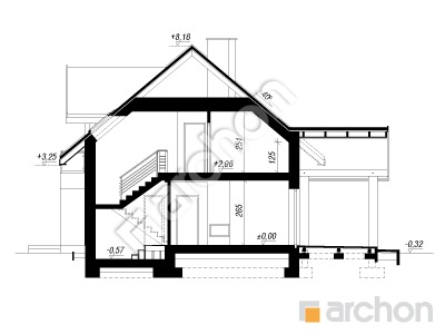 gotowy projekt Dom w malinówkach 16 (G) przekroj budynku