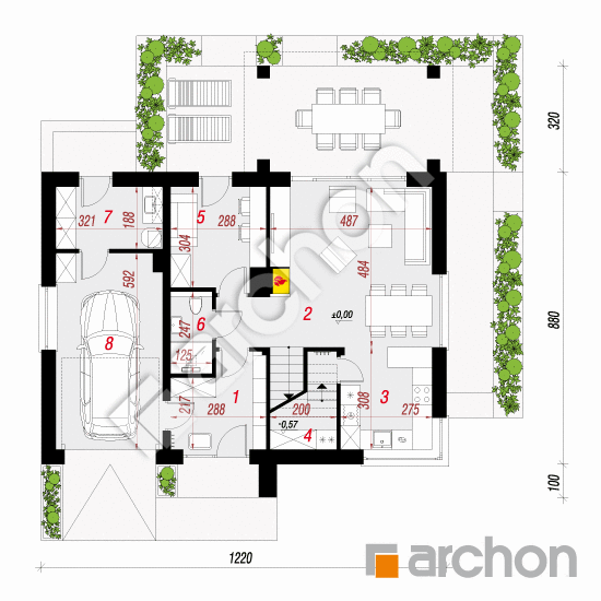 gotowy projekt Dom w malinówkach 16 (G) rzut parteru