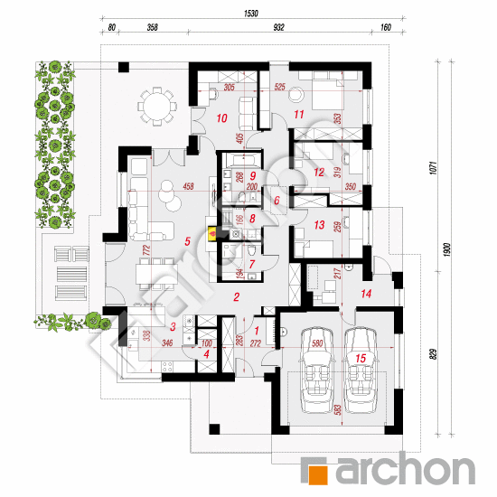 gotowy projekt Dom w jonagoldach 3 (G2) rzut parteru