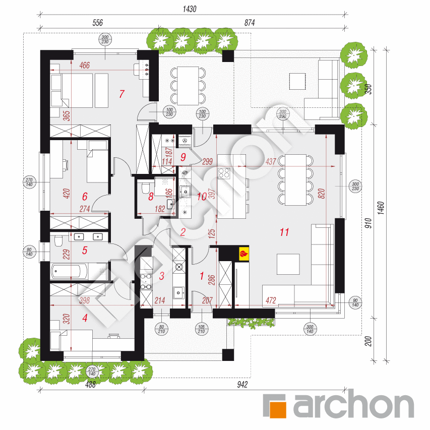 gotowy projekt Dom w paryżankach 2(E) rzut parteru