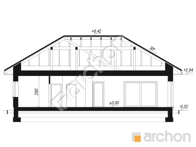 gotowy projekt Dom w paryżankach 2(E) przekroj budynku