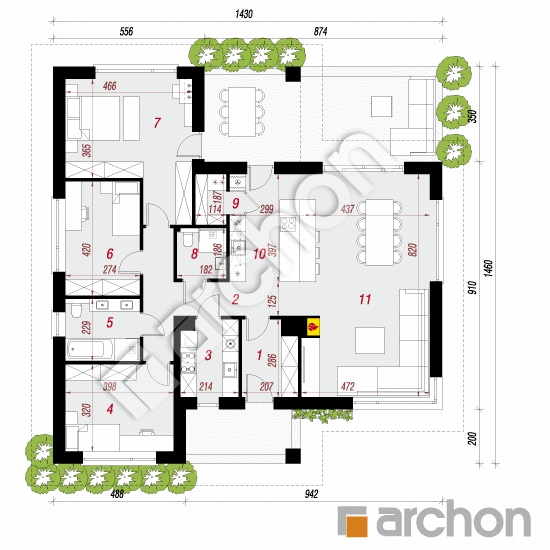 gotowy projekt Dom w paryżankach 2 (E) rzut parteru