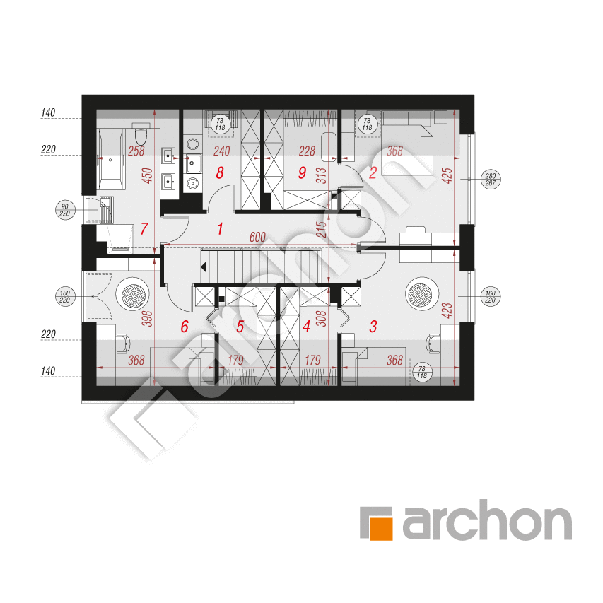 gotowy projekt Dom w aurorach 24 (GE) OZE rzut poddasza