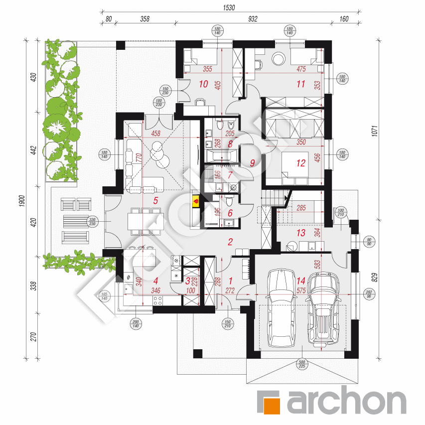 gotowy projekt Dom w jonagoldach 5 (G2) rzut parteru