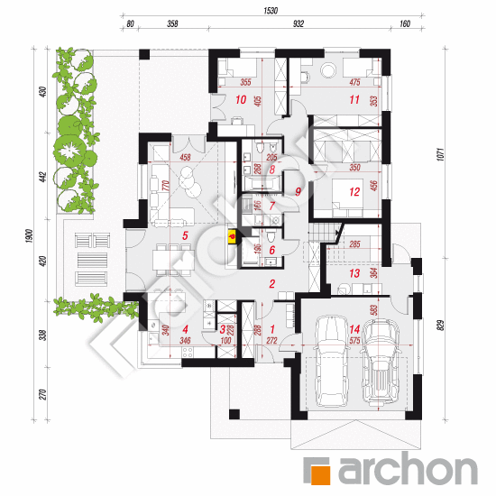 gotowy projekt Dom w jonagoldach 5 (G2) rzut parteru