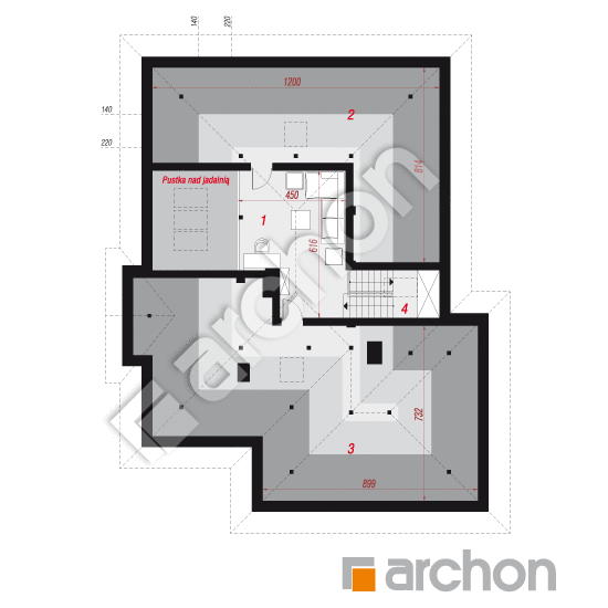 gotowy projekt Dom w jonagoldach 5 (G2) rzut poddasza
