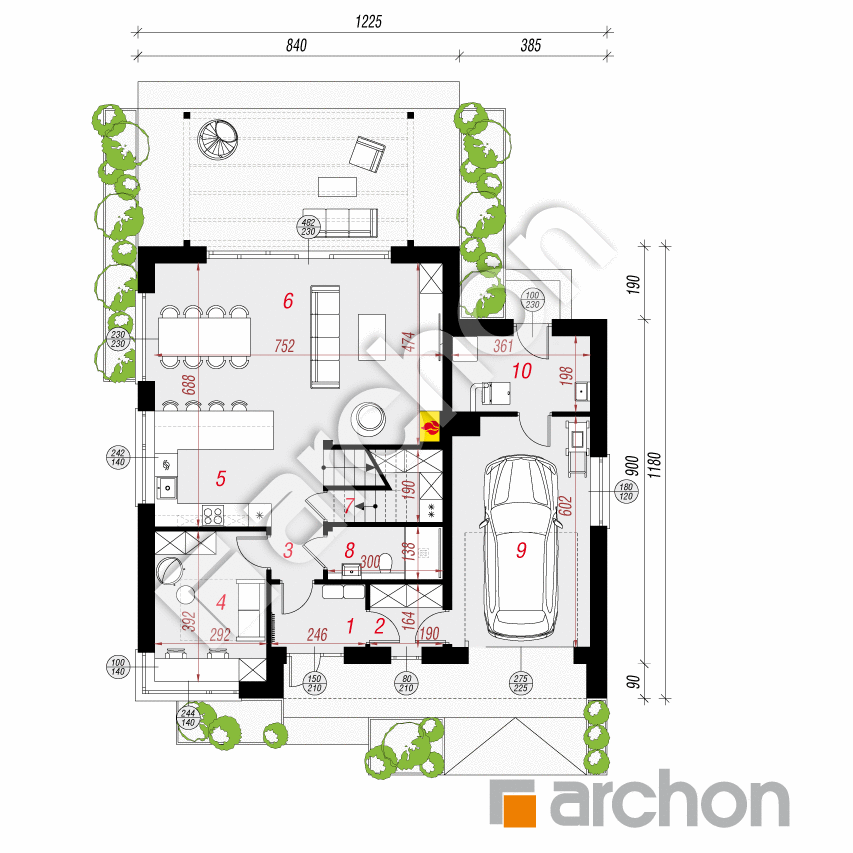 gotowy projekt Dom w storczykach 2 (GE) rzut parteru