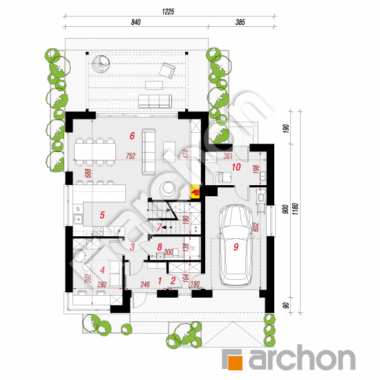 gotowy projekt Dom w storczykach 2 (GE) rzut parteru