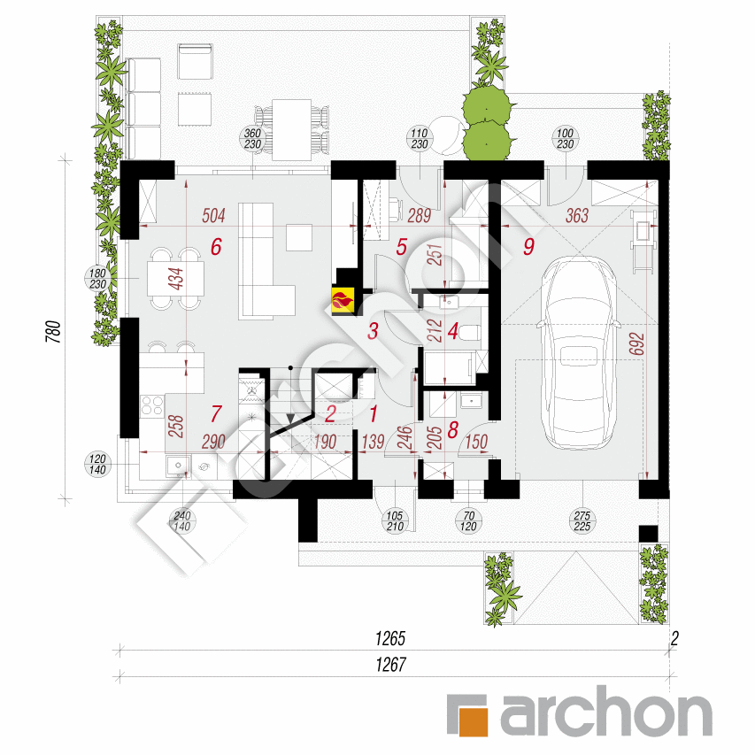 gotowy projekt Willa Maja (GBA) rzut parteru