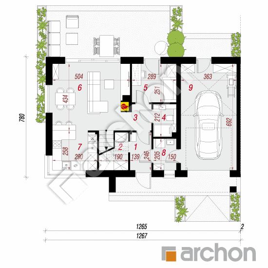 gotowy projekt Willa Maja (GBA) rzut parteru