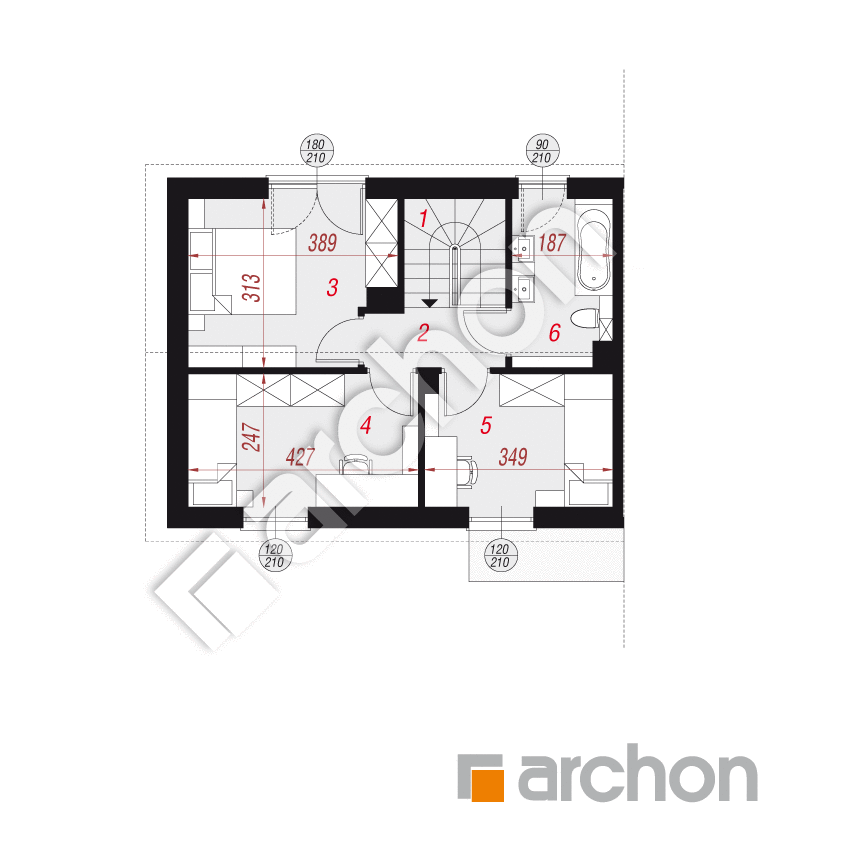 gotowy projekt Dom w everniach 6 (B) rzut poddasza