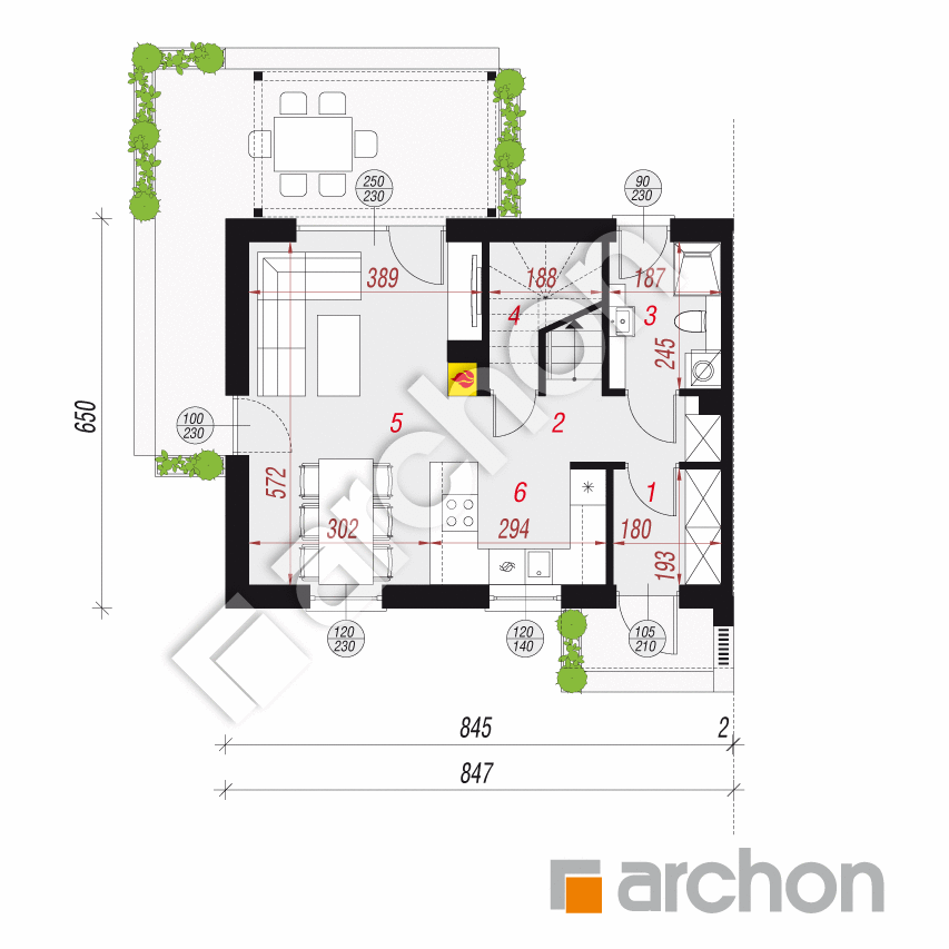 gotowy projekt Dom w everniach 6 (B) rzut parteru