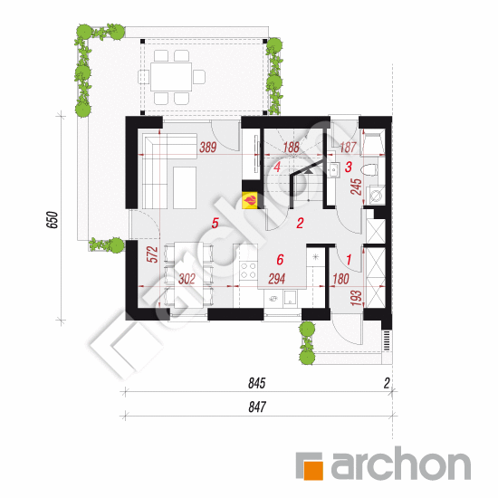 gotowy projekt Dom w everniach 6 (B) rzut parteru