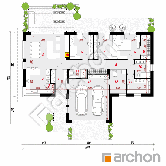 gotowy projekt Dom we frizeach 2 (G2E) rzut parteru