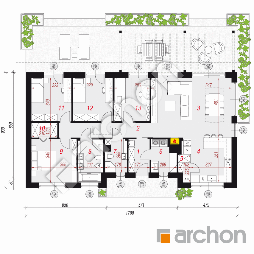 gotowy projekt Dom w kosaćcach 50 rzut parteru