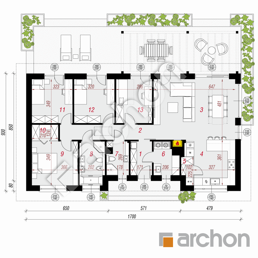 gotowy projekt Dom w kosaćcach 50 rzut parteru