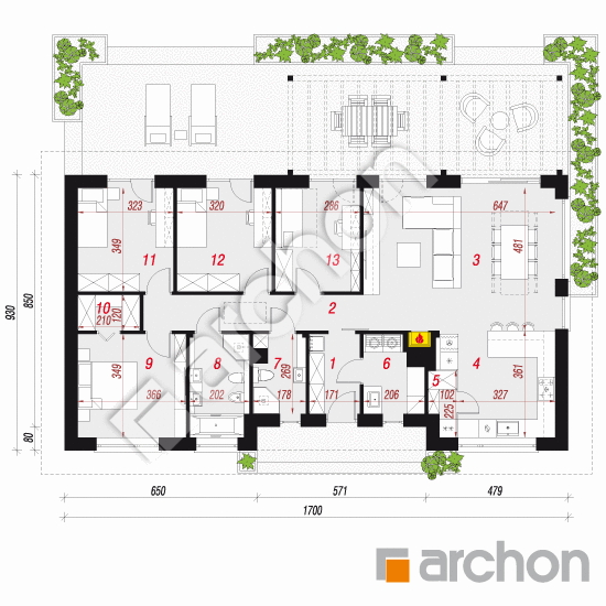 gotowy projekt Dom w kosaćcach 50 rzut parteru