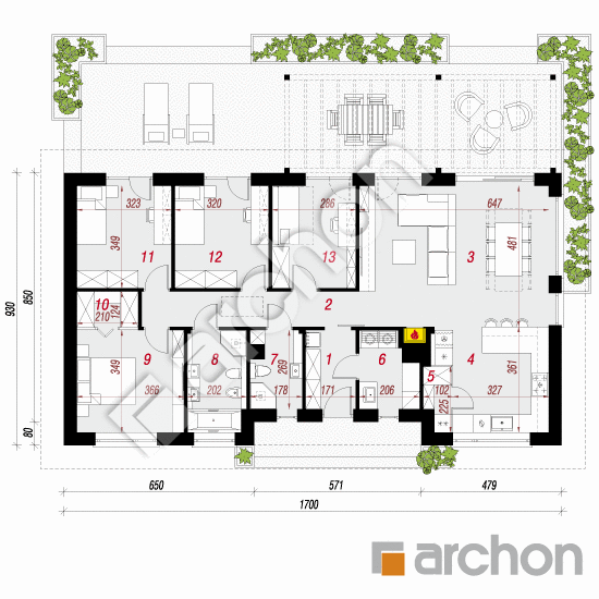 gotowy projekt Dom w kosaćcach 50 rzut parteru