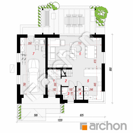 gotowy projekt Dom w aurorach 23 (GE) OZE rzut parteru