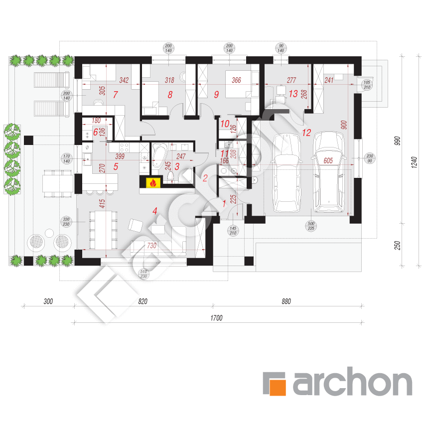 gotowy projekt Dom w lilakach 11 (G2) rzut parteru