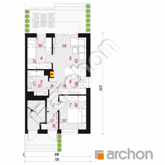 gotowy projekt Dom w bratkach 23 (R2B) rzut parteru
