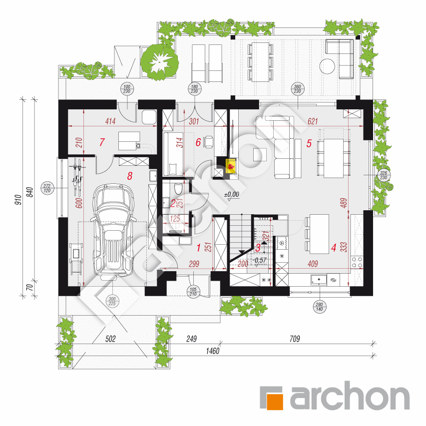 gotowy projekt Dom w malinówkach 60 (G) rzut parteru