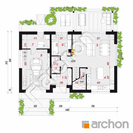gotowy projekt Dom w malinówkach 60 (G) rzut parteru