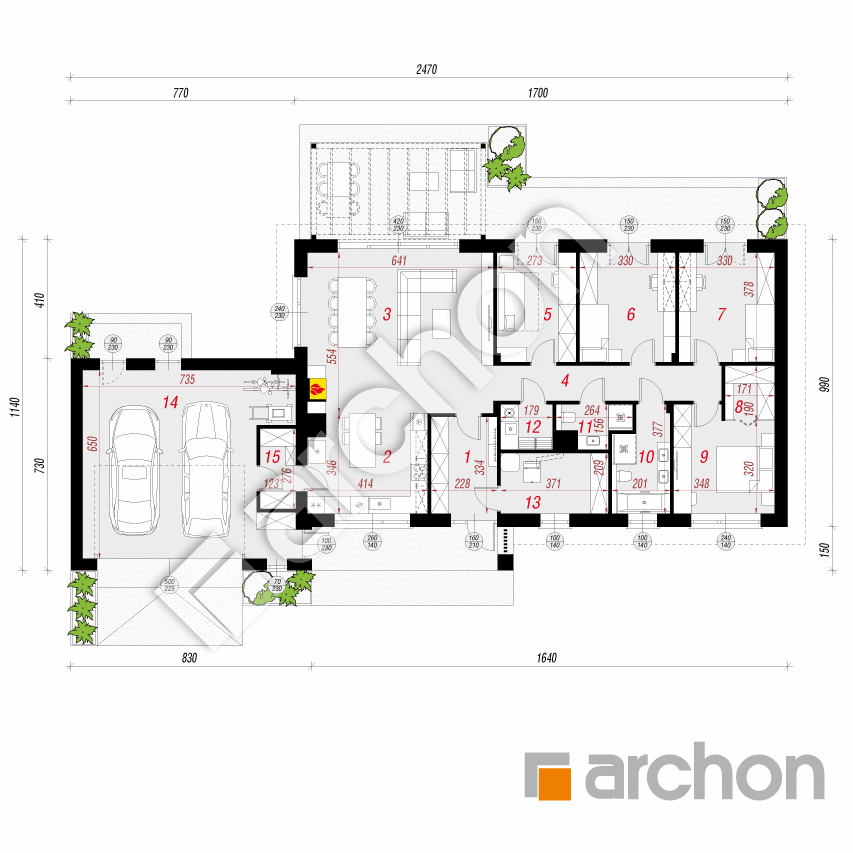 gotowy projekt Dom w skalnicach 3 (G2) rzut parteru