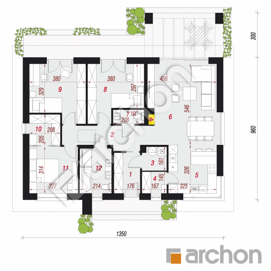 gotowy projekt Dom w kostrzewach 3 rzut parteru