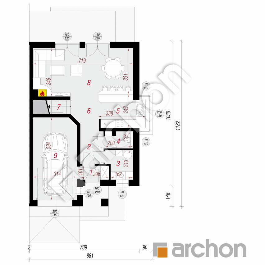 gotowy projekt Dom w klematisach 8 (B) rzut parteru