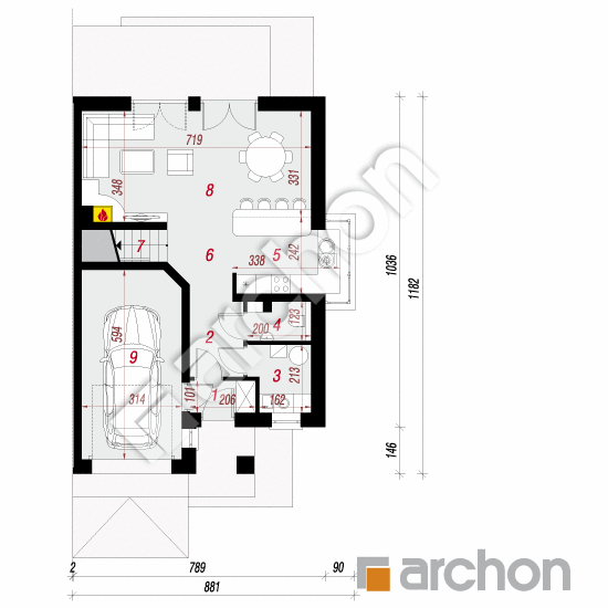 gotowy projekt Dom w klematisach 8 (B) rzut parteru