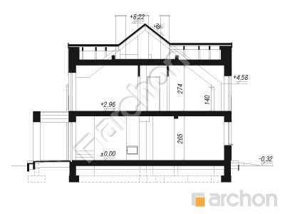 gotowy projekt Dom w gunnerach 2 (R2) przekroj budynku