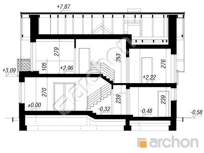 gotowy projekt Dom w rododendronach 15 (N) przekroj budynku