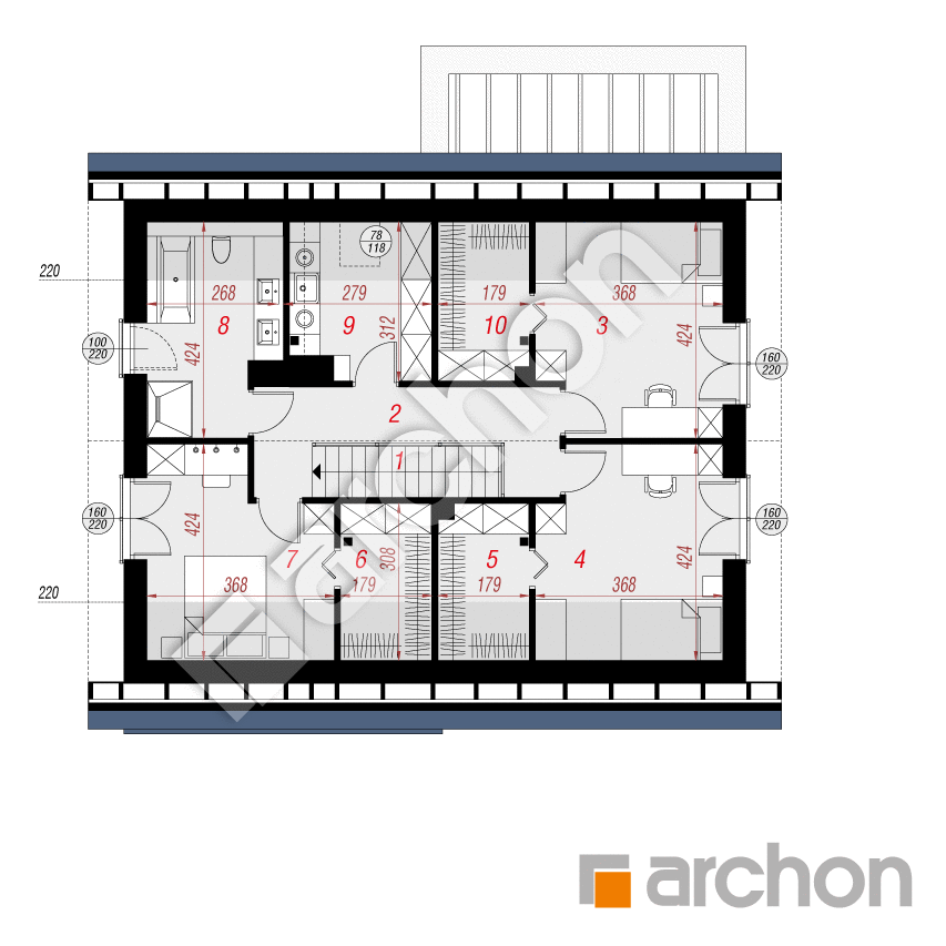 gotowy projekt Dom w aurorach 22 (GE) OZE rzut poddasza