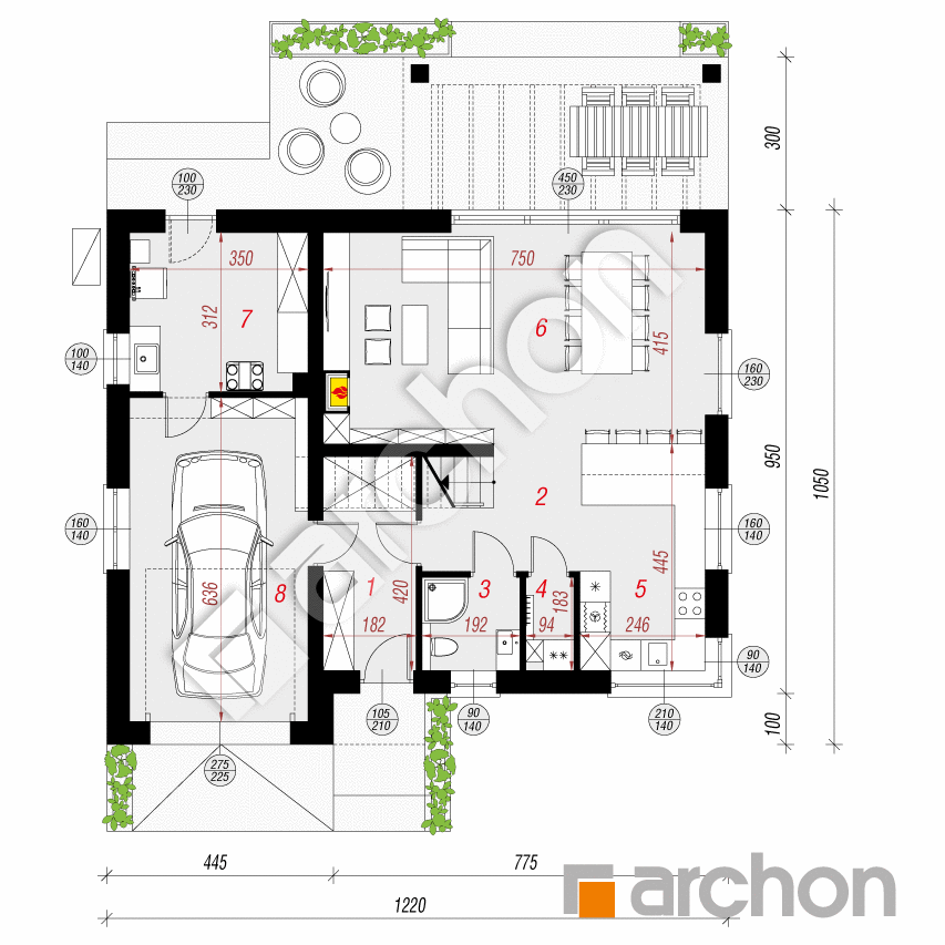 gotowy projekt Dom w aurorach 22 (GE) OZE rzut parteru