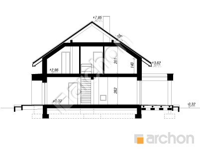 gotowy projekt Dom w aurorach 22 (GE) OZE przekroj budynku