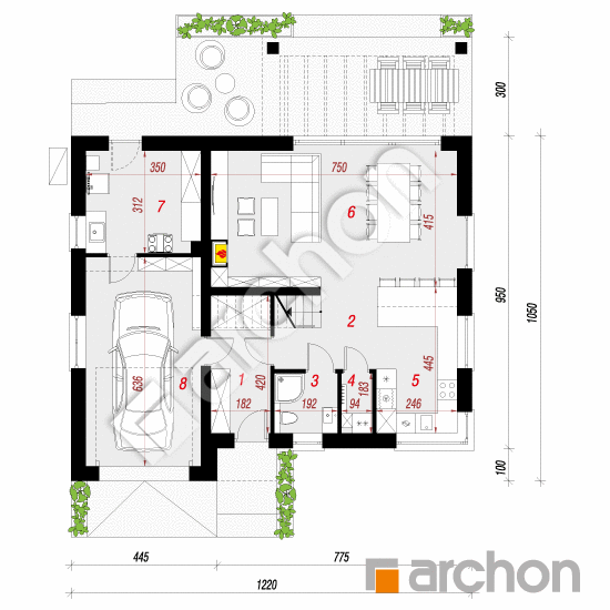 gotowy projekt Dom w aurorach 22 (GE) OZE rzut parteru