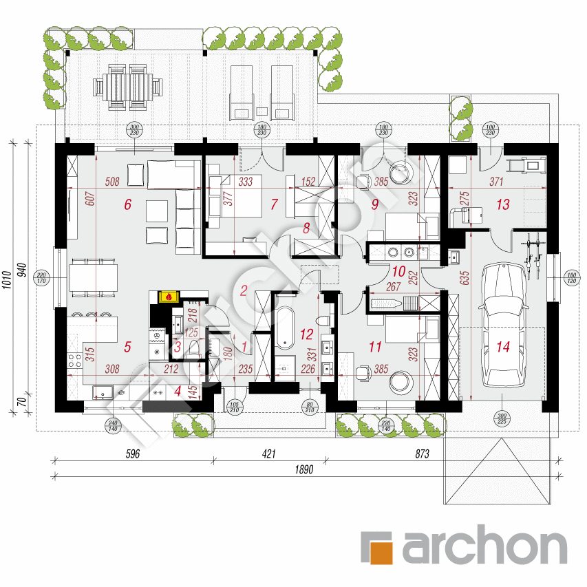 gotowy projekt Dom w lipiennikach 6 (G) rzut parteru