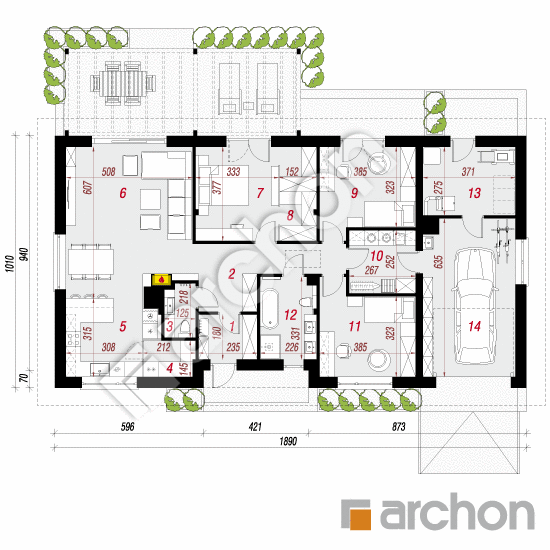 gotowy projekt Dom w lipiennikach 6 (G) rzut parteru