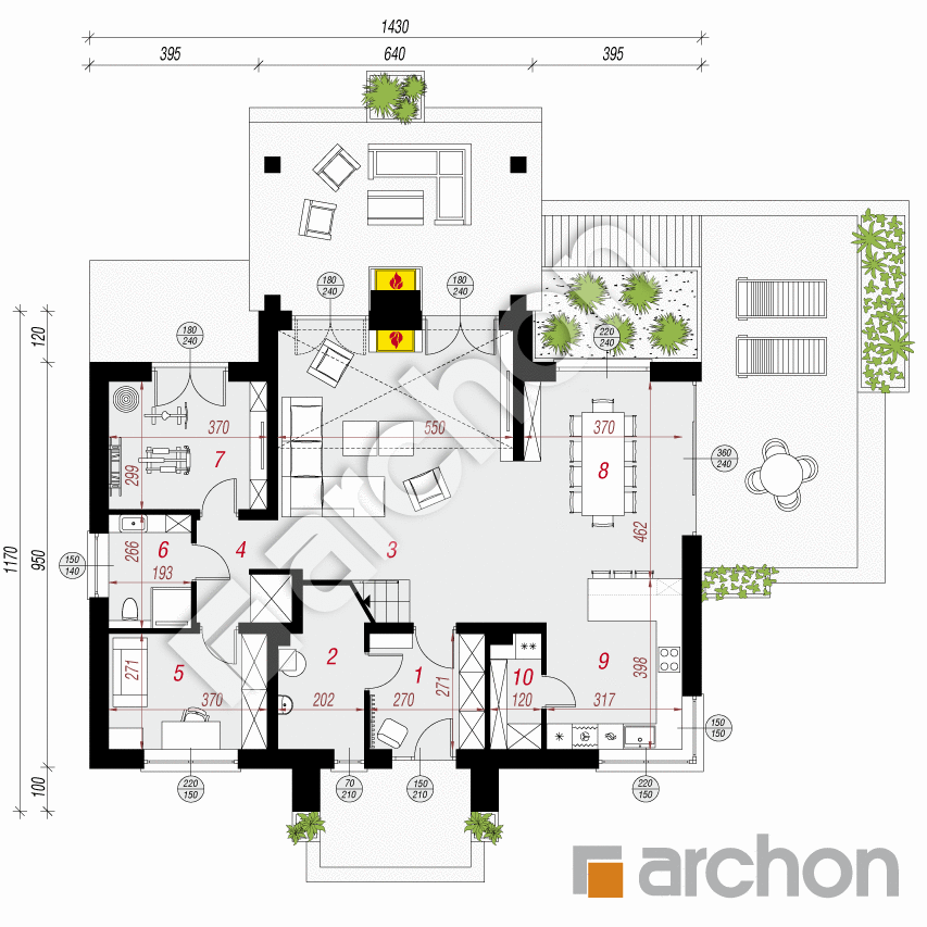 gotowy projekt Dom pod soforą 3 rzut parteru