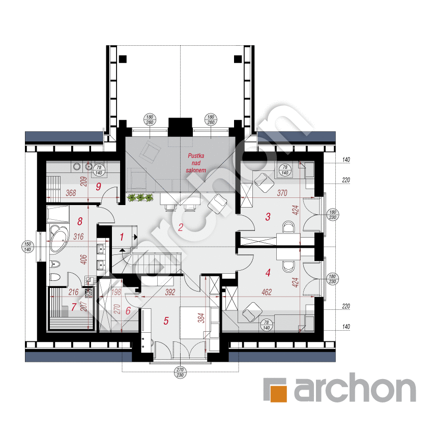 gotowy projekt Dom pod soforą 3 rzut poddasza