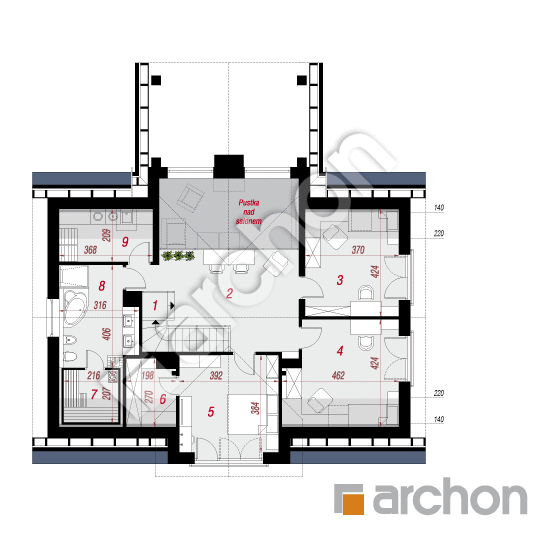 gotowy projekt Dom pod soforą 3 rzut poddasza