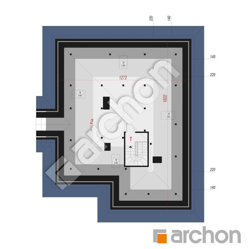 gotowy projekt Dom w jonagoldach 2 (T) rzut poddasza