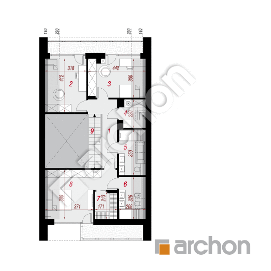gotowy projekt Dom w jaskrzynach (E) rzut poddasza