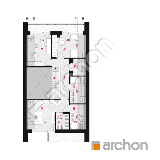 gotowy projekt Dom w jaskrzynach (E) rzut poddasza