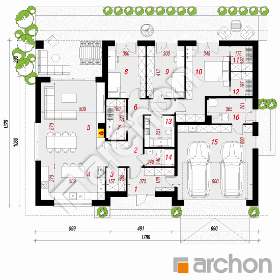 gotowy projekt Dom w bryzach (G2E) rzut parteru