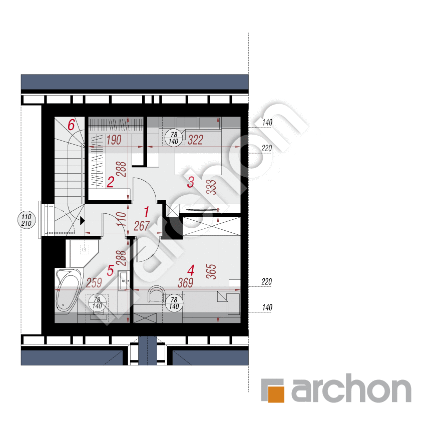 gotowy projekt Dom w borówkach (B) rzut poddasza
