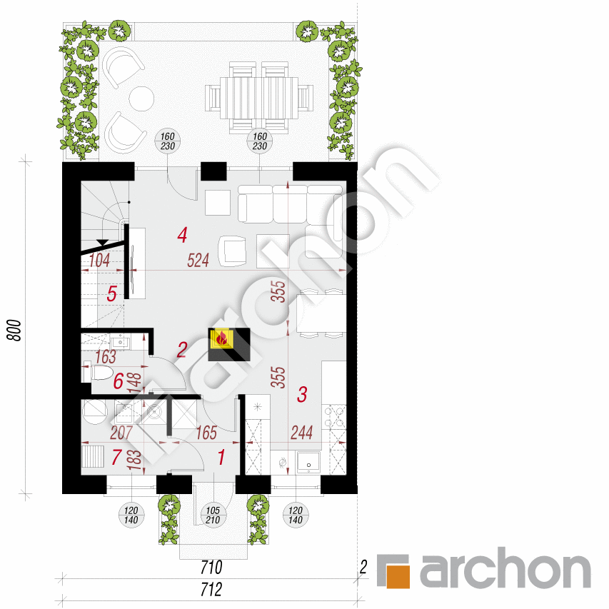 gotowy projekt Dom w borówkach (B) rzut parteru